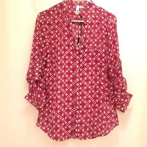 NWT KUT from the Kloth sheer pink red blouse size Small